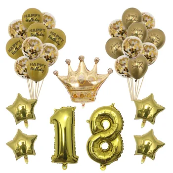 1 Комплект Златни 16 18 21 30 40 50 60 Годишен Балон честит Рожден Ден декорация За Партита За възрастни 18th 30th 40th 50th 60th Юбилейните Аксесоари