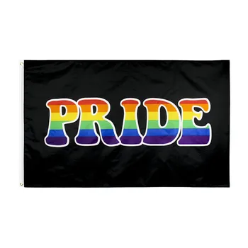 10 Броя 5 'x 3' Текст на Гордостта на ЛГБТ в Радужном Знамето на Банер от Полиестер с Медни Втулками 150 cm x 90 cm