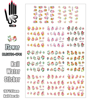 11 Листа / лот Водна стикер за нокти BLE1731-1741 Цветна декорация стикер за пренос на вода за дизайн на ноктите Gel's Mate (11 ДИЗАЙНИ В 1)