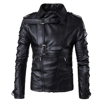2022New Маркови Мъжки кожени якета, палта, Нова мода в Европа и Америка, Модни мотоциклетът кожено яке, Голям Размер 5XL, Черно яке