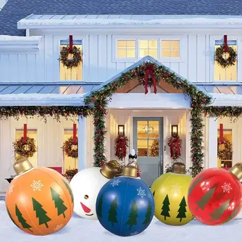 60 СМ Открит Коледен Iatable Гарнирано с Топка От PVC Гигантски Големи Топки, Коледни Декорации Външно Украса Играчка Топка
