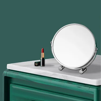 7-инчов Огледало За грим с двойно лице, домашен Десктоп Огледало за Баня, 2-5 пъти Увеличително Огледало в метална рамка, Празничен Подарък, Малко Огледало