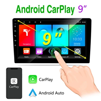 9 Инча Android 2 DIN Радио GPS Мултимедиен Плеър, Поддръжка на Carplay Универсален FM Стерео Bluetooth за Nissan, Toyota