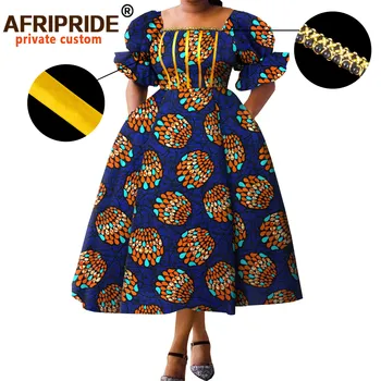 Afripride Анкара Рокли за Жени в Африка Принт, Дължина До Средата на Прасците Трапециевидное Памучно Ежедневното Рокля A2225029