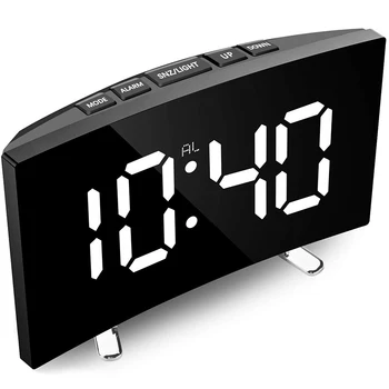 Digital alarm clock, 7-Инчов Извити Затемняемые Led Цифров Часовник Sn за Детска Спални, Бели Часовници с Голям номер, Функция за Повторение