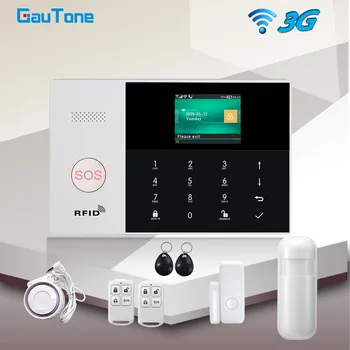 GauTone 3G WiFi Домашна Охранителна Алармена Комплект 433 Mhz Безжична Домашно приложение за Управление с Датчик за Движение Детектор за Дим
