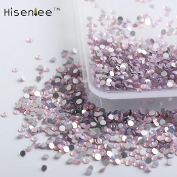Hisenlee ss3 ss4 ss5 ss6 ss8 ss10 ss12 Малки Размери Розов Опал 3D Кристали За дизайн на Ноктите С Фиксирана Облегалка Стъклени Кристали, Без Поправки Камъни