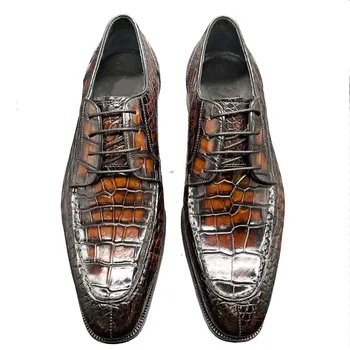 KEXIMA chue/ново записване, мъжки модел обувки, мъжки официалната обувки кафе цвят, мъжки обувки от крокодилска кожа, мъжки обувки от крокодилска кожа