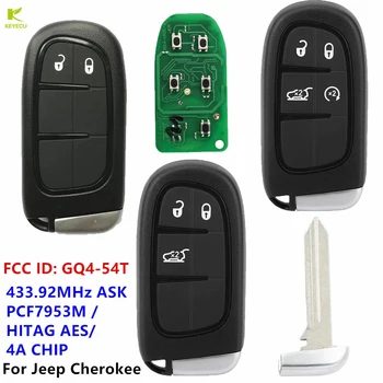 KEYECU Подмяна на Дистанционно Fobik Ключодържател 2/3/4 Бутона 434 Mhz PCF7953M/4A ЧИП за Jeep Cherokee 2014-2020 FCC ID: GQ4-54T