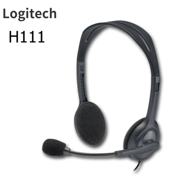 Logitech H111 Мобилен телефон Компютърна кабелни слушалки Музикална гласова слушалки с микрофон за офис и студентски клас