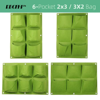 RBCFHI 6-Чифт Зелени Чанти За Отглеждане на Вертикални Градински Решетки Стенни Саксии За Помещения И на Улицата, С Кръгло Плоско Дъно За Засаждане на Градински Чанти