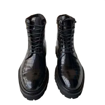 yingshang/нови мъжки обувки от крокодилска кожа, мъжки обувки от крокодилска кожа, мъжки обувки от крокодилска кожа, зимни обувки, черни гумени ботуши дантела