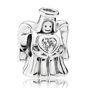 Ангел на Любовта е Сърцето Чар Топчета за Жени гривна Гривна Автентични S925 Сребро направи си САМ Бижута