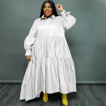 Африкански Рокли За Жени Vetement Femme Дашики Скай-Синя Рокля-Риза Африканска Облекло Дашики Анкара Рокли 2023 Пролет Нова