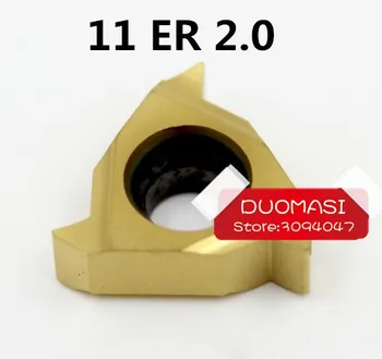 Безплатна Доставка 11ER 2.0 ISO Видий Резбонарезни Поставяне 60 Deg Външни Резбонарезни Уши, Сменяеми Вложки за Резьбового на Струг Притежателя