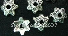 БЕЗПЛАТНА ДОСТАВКА 500шт Тибетски сребро Метален Точков звездна топка шапки A848