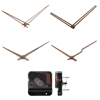 Безшумен стъпков механизъм с дървени стрелки с 3D-стрелки, за стенни часовници Seikofor стенни часовници, Комплект за подмяна на кварцови часовници с дървена игла