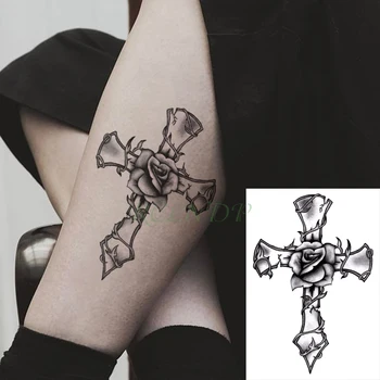 Водоустойчив Временна Татуировка Стикер Кръст Цвете Флаш Татуировка Фалшива Татуировка на Ръката-Крак Тялото на Малката Изкуство за Мъже Жени