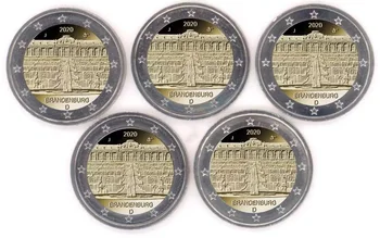 Германия 2020 Евро 2 в Бранденбург Пълен Комплект в Оригиналната Истинска Истински автентичен Монета Европейския Коллекционный Подарък Unc