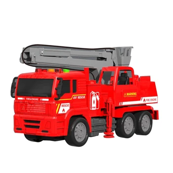 голяма пластмасова детска голяма пожарна пожарна кола на Пожарната, играчка модел на превозното средство за деца със светлина и звук (включително тесто