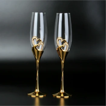 Двойка Кристални диамантени Чаши Сватбена Чаша за вино Сватбен Юбилейна Чаша за вино Комплект Чаши за Шампанско Висок клас Креативен