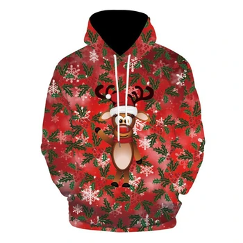 Дядо Коледа, Снежен човек 3D цифрови печатни пуловер с качулка, hoody, тениска, коледно облекло