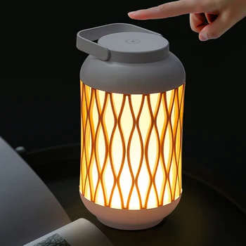 Китайски Дизайн Преносим Wooden 3 W на Свещ Фенер Led Лампа Нощен Спалня Домашно Осветление Акумулаторна Затемняемая с USB Зареждане