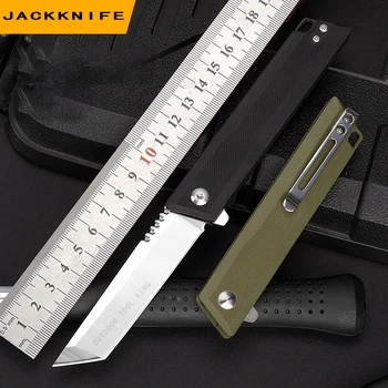 Класически нова стоманена сгъваем нож с подшипником, бързо разкриваща открит нож, сгъваем нож с дръжка G10, открит преносим нож за самозащита
