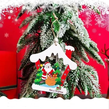 Коледен Творчески Висулка Украса На Коледната Елха Висулка Дървена Кутия Търговски Център Празничен Декор За Парти Домашна Стая Обличам