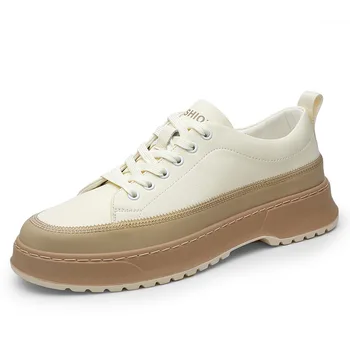 Малки бели обувки за мъже в британския стил 2022 г. Новата пролетно ежедневни мъжки обувки кожени японските студентски ретро мъжки обувки 749