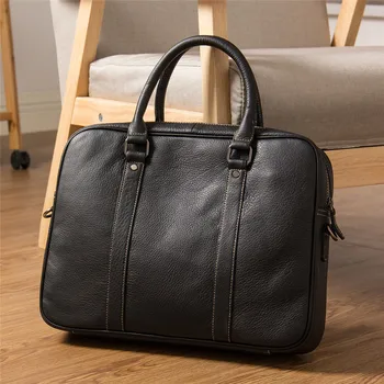 Модни висококачествена естествена естествена кожа за мъже преносима бизнес чанта на рамото диагонално чанта адвокат компютърен портфейл хоризонтален