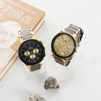 Модни и популярни мъжки часовници Бизнес в Свободното време, Три очи Декоративна Голям циферблат Сплав два цвята Кварцов часовник 2231-1