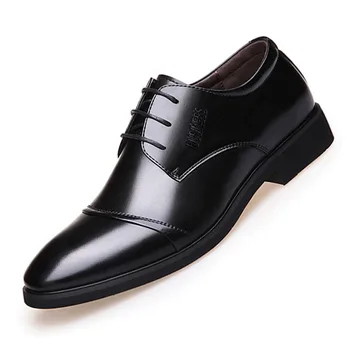 Мъжки бизнес обувки, мъжки кожени обувки Оксфорд, Размер 38-48, Модерен класически модел обувки Черно/кафява дантела, мъжки официалната обувки, Zapatos