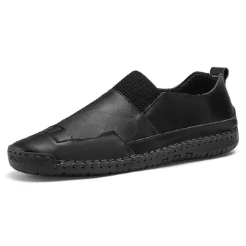 Мъжки ежедневни обувки от естествена кожа, Маркови-популярните Италиански мъжки лоферы, Мокасини, Дишащи слипоны, черни обувки за шофиране, по-големи Размери 38-47
