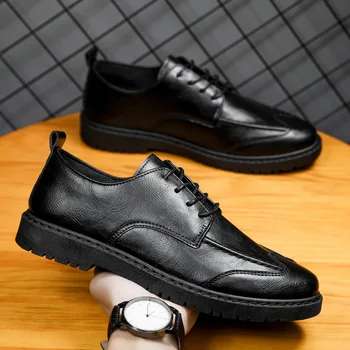 Мъжки Модни Кожени Ежедневни обувки, Мъжки работни обувки, Градинска Пешеходната обувки, Нова устойчива на плъзгане Дрехи, мъжки бизнес обувки, Размер 39-44