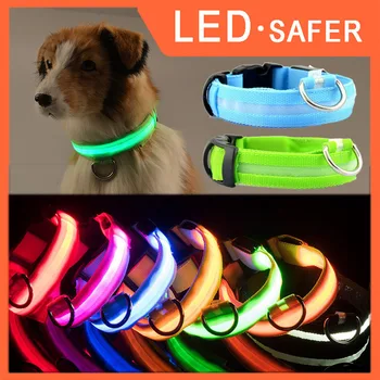 Найлон доведе домашни любимци яка на светлината акумулаторни нощ безопасността на кучето Нажежен яка мига USB за зареждане / модел батерия продукти за домашни любимци 