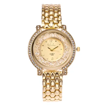Нов стил, модерен часовник с декорация във формата на кълбо, Висококачествени луксозни дамски часовник с малък циферблат, Персонални часовник с каишка от легирана стомана