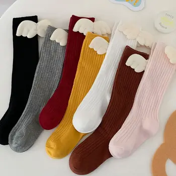 Нови Чорапи с Крила на Ангел За Момичета, Обикновена Дълги Чорапи Принцеса, Меки Памучни Бебешки Сладки Чорапи от 4 до 6 Години, Детски Чорапогащи