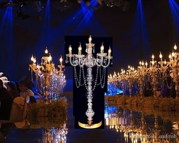 полилей с височина 100 см сватбени Златни акрилни настолни централните свещници сватбени пътни оловни поставка За Партита