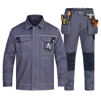 Работно яке и Панталони Механика Занаятчия с множество джобове, Работно Облекло, Здрава Униформи за инструменти 