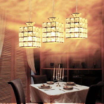 Ресторанная лампа с три глави 3 модерна проста кристален лампа трапезария лампа модерен творчески окачен лампа SJ75