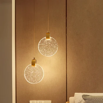 Скандинавски Crystal LED Окачен Лампа Nordic Luxury Трапезария и Бар Кухня Окачен Окачен Лампа спалня нощни Висящи Лампи