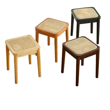 Скандинавски ротанговый стол лесен луксозна маса за хранене, стол пластмасов стол с мека тапицерия за домакинството може да се поставят един прост, модерен малък квадратен табуретка