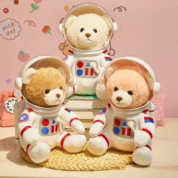 Сладък Космически Мечка Творческа Вселена Пълна Плюшен Кукла Астронавт Детски Играчки Мъжки и Женски Празнични Подаръци Бижута Пълнеж