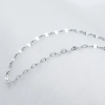 Сребърни плоски кабелни вериги 2.3 мм, месинг с родиевым покритие, Изящна верижка от бяло злато, Овални на веригата (# LK-274) / 1 метър = 3,3 фута