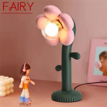 СТРАХОТНА Модерна Настолна Лампа Led Творчески Лампа от Смола с Цветя Модел за момичета, Нощни Лампа за Дома, Хол, Детска Спалня