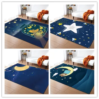 Съвременен творчески килим с лунна звезда, детска, всекидневна, спалня, сини килими, детски външен слот мат, голям размер, мека подложка