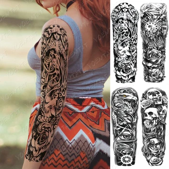 Татуировка ръкав фалшива ръка на рамото временна татуировка за мъже жени Змия Хена татуировки Водоустойчив Фалшив Стръмен Материал татуировка Ръка Изкуство