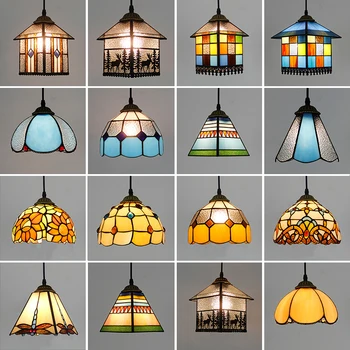 Турски Цветни Стъклени Висящи Лампи Кухня, Спалня Бар, Коридор, Балкон Домашно Осветление Основна Лампа E27