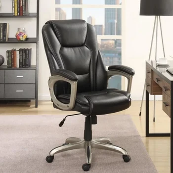 Търговски офис стол Serta от тежка рамка от слепена кожа с ефект на паметта, капацитет 350 паунда, Черен